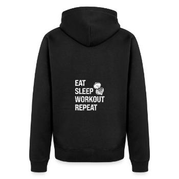 Eat Sleep Workout Repeat - - Unisex Premium Organic Zip Hoodie - black - Back - Nico (187cm)