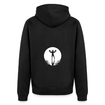 Circle and Reflection - Fitness - Fitness - Unisex Premium Organic Zip Hoodie - black - Back - Nico (187cm)