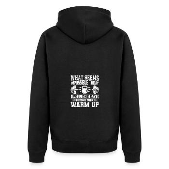 What seems impossible today will one day be destroyed. - Unisex Premium Organic Zip Hoodie - black - Back - Nico (187cm)