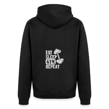 Eat Sleep Gym Repetition 3 - - Unisex Premium Organic Zip Hoodie - black - Back - Nico (187cm)