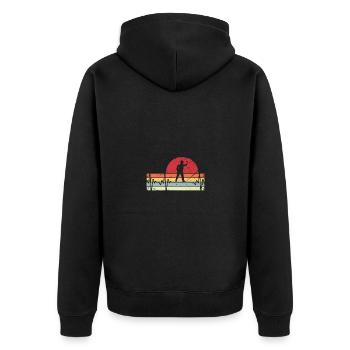 Retro Linien - Herzschlag - Dart Spieler - - Unisex Premium Bio Zip Hoodie - Schwarz - Hinten - Nico (187cm)