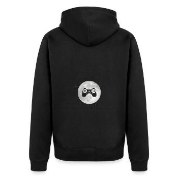 Vollmond - Spiel - - Unisex Premium Bio Zip Hoodie - Schwarz - Hinten - Nico (187cm)