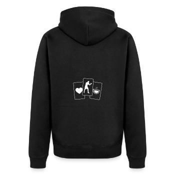 Herz - Kaffee - Kerl Boxen - - Unisex Premium Bio Zip Hoodie - Schwarz - Hinten - Nico (187cm)