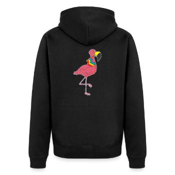 LGBT Flamingo Rainbow Gay Lesbian Pride Holiday - Unisex Premium Organic Zip Hoodie - black - Back - Nico (187cm)