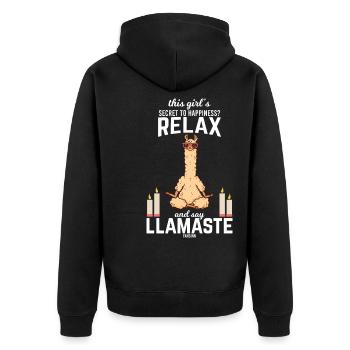le lama méditatif se détend sans stress - Veste à capuche bio Premium Unisexe - noir - Dos - Nico (187cm)