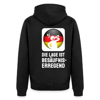Die Lage ist Besäufniserregend Deutschland Flagge - Unisex Premium Bio Zip Hoodie - Schwarz - Hinten - Nico (187cm)
