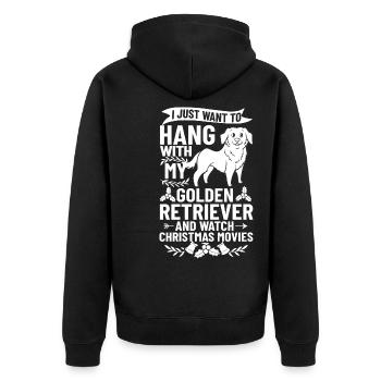 Golden Retriever Hund Welpen Besitzer Weihnachten - Unisex Premium Bio Zip Hoodie - Schwarz - Hinten - Nico (187cm)