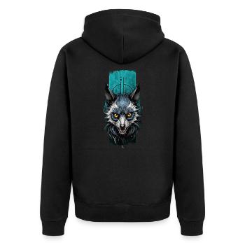 Mysteriöser Aye-Aye-Lemur - Unisex Premium Bio Zip Hoodie - Schwarz - Hinten - Nico (187cm)