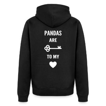 Pandas are the key to my heart - Unisex Premium Organic Zip Hoodie - black - Back - Nico (187cm)