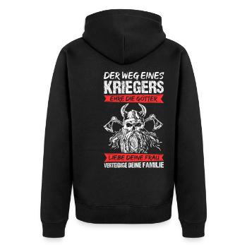 Wikinger Kämpfer Familie Krieger Spruch Götter Ehe - Unisex Premium Bio Zip Hoodie - Schwarz - Hinten - Nico (187cm)