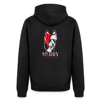 Santa Australian Kelpie Merry Christmas Wilsigns - Unisex Premium Bio Zip Hoodie - Schwarz - Hinten - Nico (187cm)