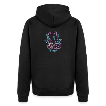 Neon Rainboat Dragon in Neon Lines - Unisex Premium Organic Zip Hoodie - black - Back - Nico (187cm)