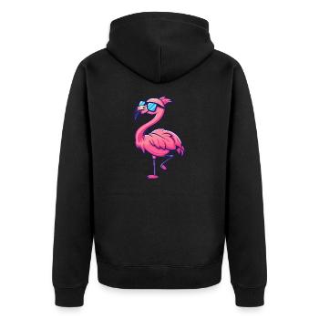 Flamingo Cool Comic - Unisex Premium Bio Zip Hoodie - Schwarz - Hinten - Nico (187cm)