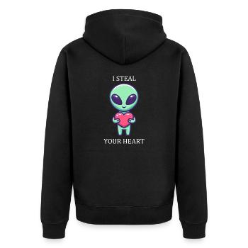 Amour extraterrestre - Les cœurs de la Saint-Valentin dans l’espace - Veste à capuche bio Premium Unisexe - noir - Dos - Nico (187cm)