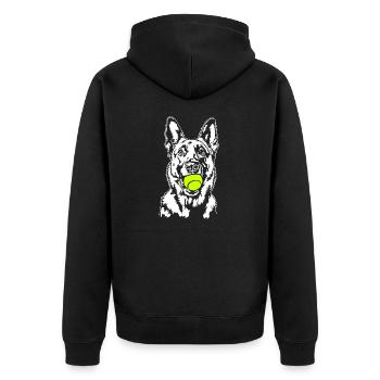 Malinois Ball Ball Junkie Dogs Wilsigns - Unisex Premium Organic Zip Hoodie - black - Back - Nico (187cm)