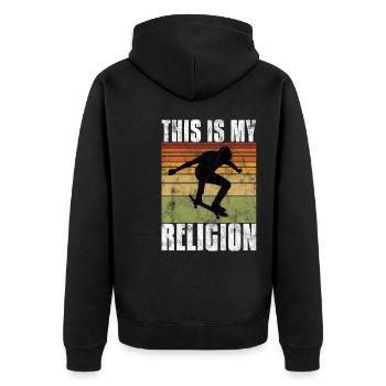 Le skateboard est ma religion Skateboard Skate sk8 - Veste à capuche bio Premium Unisexe - noir - Dos - Nico (187cm)