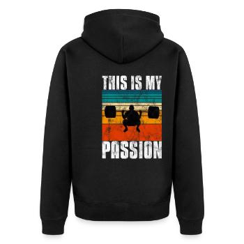 C’est ma passion Musculation Bodybuilder GYM - Veste à capuche bio Premium Unisexe - noir - Dos - Nico (187cm)