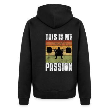 C’est ma passion Musculation Bodybuilder GYM - Veste à capuche bio Premium Unisexe - noir - Dos - Nico (187cm)