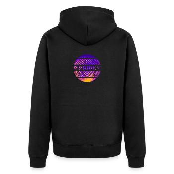Pride bunte Diskokugel - Unisex Premium Bio Zip Hoodie - Schwarz - Hinten - Nico (187cm)