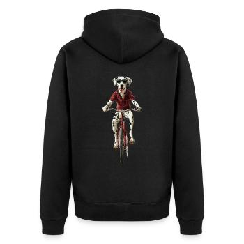 Dalmatiner - Unisex Premium Bio Zip Hoodie - Schwarz - Hinten - Nico (187cm)