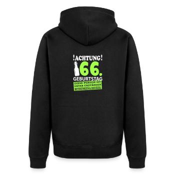 66 Geburtstag Besoffen Alkohol Jahre - Unisex Premium Bio Zip Hoodie - Schwarz - Hinten - Nico (187cm)