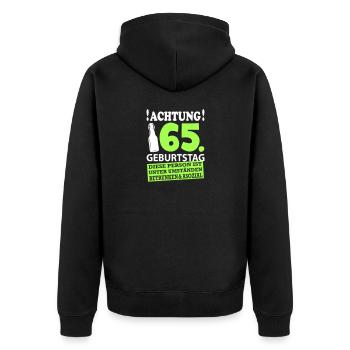 65 Geburtstag Besoffen Alkohol Jahre - Unisex Premium Bio Zip Hoodie - Schwarz - Hinten - Nico (187cm)