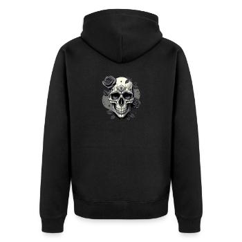 Tête de mort gothique Design noir et blanc avec des Roses HD - Veste à capuche bio Premium Unisexe - noir - Dos - Nico (187cm)