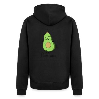 Papacado Papa Avocado - Vater Stolz - Unisex Premium Bio Zip Hoodie - Schwarz - Hinten - Nico (187cm)