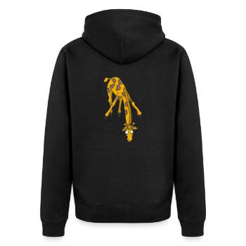Giraffe 2 - Unisex Premium Bio Zip Hoodie - Schwarz - Hinten - Nico (187cm)