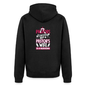 Pastor Appreciation Clergy Preacher Christian - Unisex Premium Organic Zip Hoodie - black - Back - Nico (187cm)