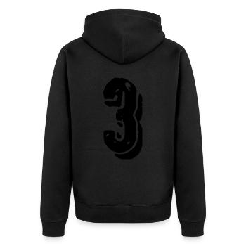 Maillot numéro 3 - Veste à capuche bio Premium Unisexe - noir - Dos - Nico (187cm)