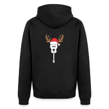 Guitar Christmas Santa Hat Reindeer Funny Xmas - Unisex Premium Organic Zip Hoodie - black - Back - Nico (187cm)