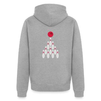 Bowling Kegeln Conception de boules - Veste à capuche bio Premium Unisexe - gris chiné - Dos - Nico (187cm)