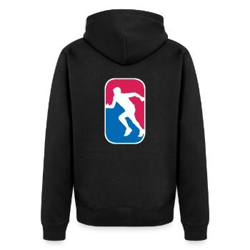 Rennen Laufen Marathon Sprint lustige Geschenk - Unisex Premium Bio Zip Hoodie - Schwarz - Hinten - Nico (187cm)