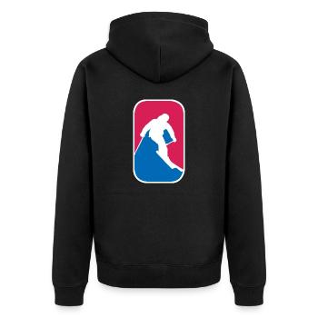 Ski Alpin Freeride Skiing lustige Geschenk - Unisex Premium Bio Zip Hoodie - Schwarz - Hinten - Nico (187cm)