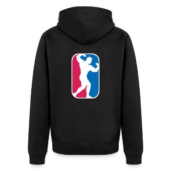 Bodybuilder Gym Muskeln Pose lustige Geschenk - Unisex Premium Bio Zip Hoodie - Schwarz - Hinten - Nico (187cm)