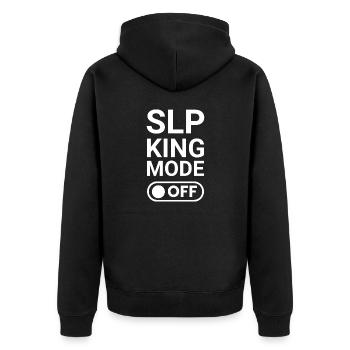 SLP King Mode OFF - Unisex Premium Organic Zip Hoodie - black - Back - Nico (187cm)