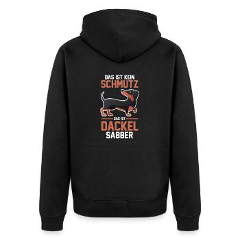 Hund Dackel - Unisex Premium Bio Zip Hoodie - Schwarz - Hinten - Nico (187cm)