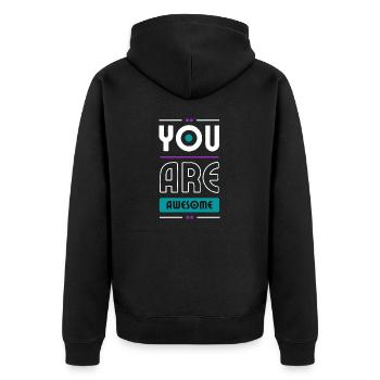 You are Awesome - Unisex Premium Bio Zip Hoodie - Schwarz - Hinten - Nico (187cm)