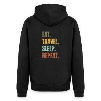 EAT TRAVEL SLEEP REPEAT - Unisex Premium Organic Zip Hoodie - black - Back - Nico (187cm)