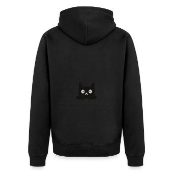 Katze war allergisch - Unisex Premium Bio Zip Hoodie - Schwarz - Hinten - Nico (187cm)