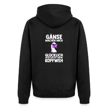 Gans Gänse - Unisex Premium Bio Zip Hoodie - Schwarz - Hinten - Nico (187cm)