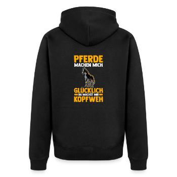 Pferd Reiten Reiter Reiterin Reitsport Pferde - Unisex Premium Bio Zip Hoodie - Schwarz - Hinten - Nico (187cm)