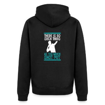 Kugelstoßen Werfen Leichtathletik - Unisex Premium Bio Zip Hoodie - Schwarz - Hinten - Nico (187cm)
