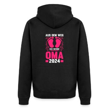 Werdende Oma 2024 - Unisex Premium Bio Zip Hoodie - Schwarz - Hinten - Nico (187cm)