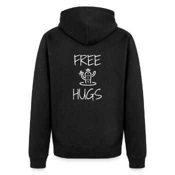 FREE HUGS Cactus - Unisex Premium Organic Zip Hoodie - black - Back - Nico (187cm)