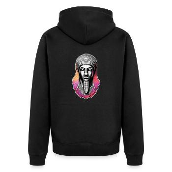 Ägypten / Pharao / Mumien / Hieroglyphen / Sphinx - Unisex Premium Bio Zip Hoodie - Schwarz - Hinten - Nico (187cm)