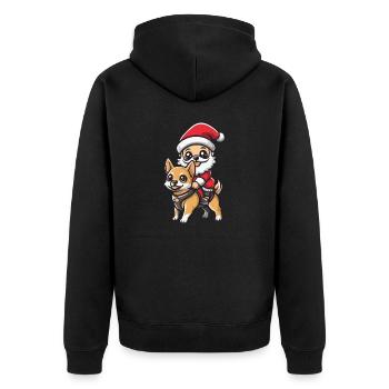 Chihuahua chien Père Noël dessin animé - Veste à capuche bio Premium Unisexe - noir - Dos - Nico (187cm)