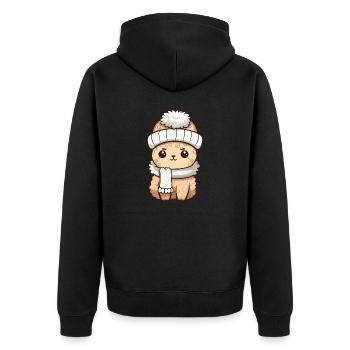 Alpaca Winter Animal Baby Comic - Unisex Premium Organic Zip Hoodie - black - Back - Nico (187cm)