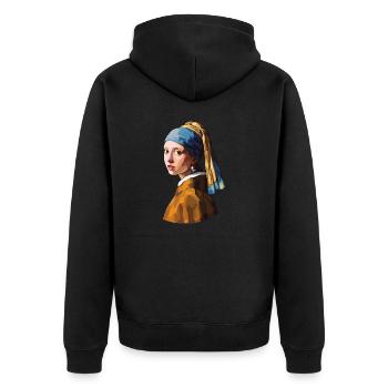 The Girl with a Pearl Earring Stealth - Unisex Premium Organic Zip Hoodie - black - Back - Nico (187cm)